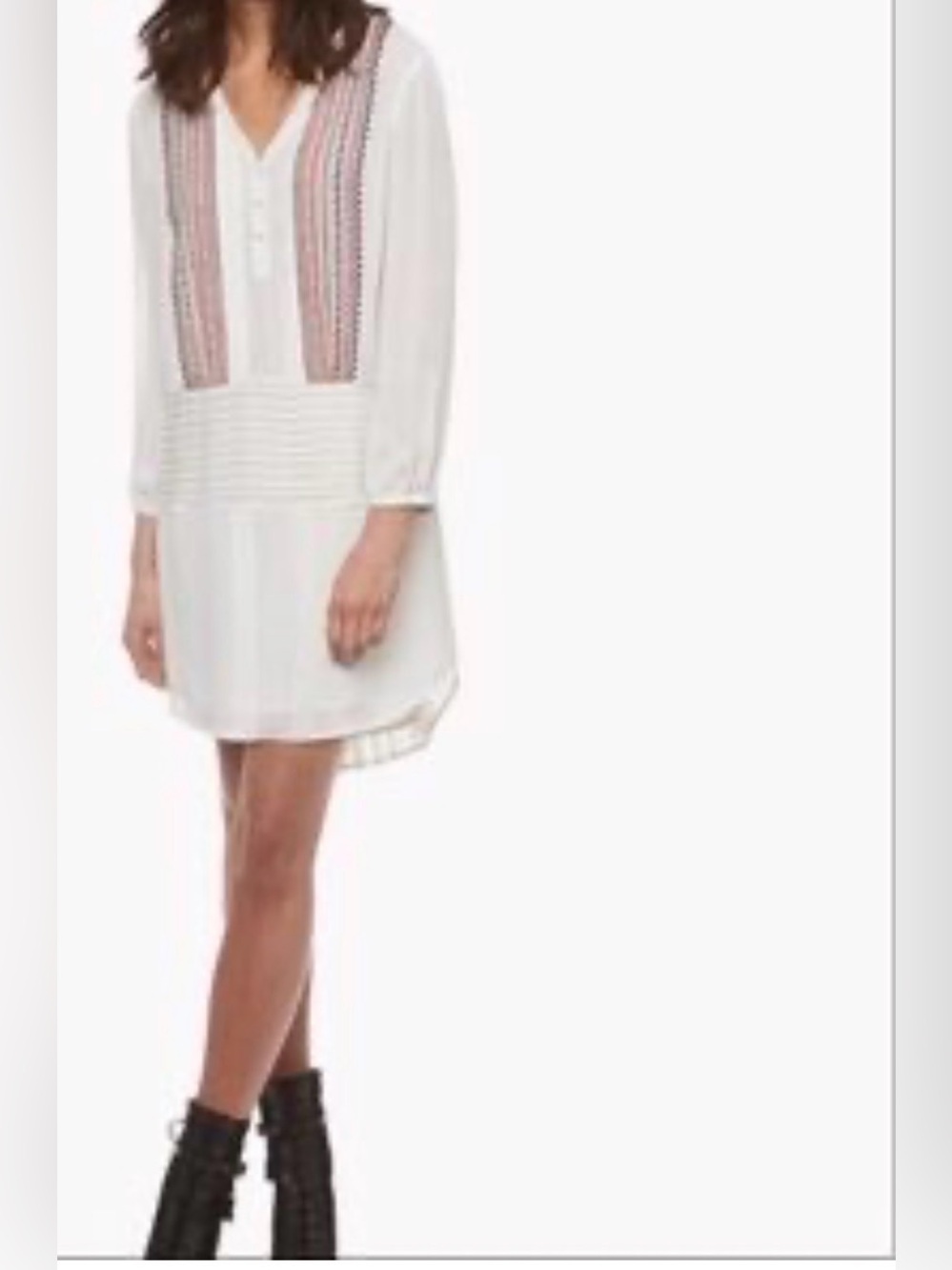 Veronica Beard silk cream Mini Dress with Pink Embroidered Panels